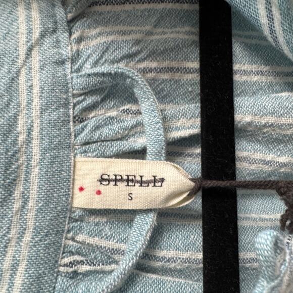 Spell Rodeo Blouse Dress Blue Striped Relax Minimalist Beach Vacation S - Picture 15 of 16